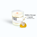 Candle with a hidden message capsule on a white background