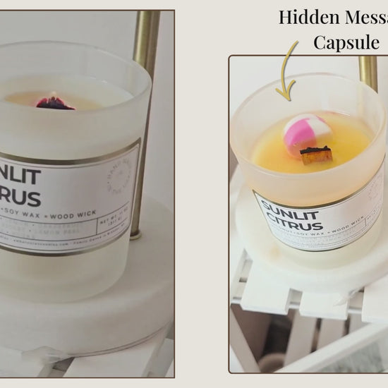 hidden message capsule inside of the ember notes candle