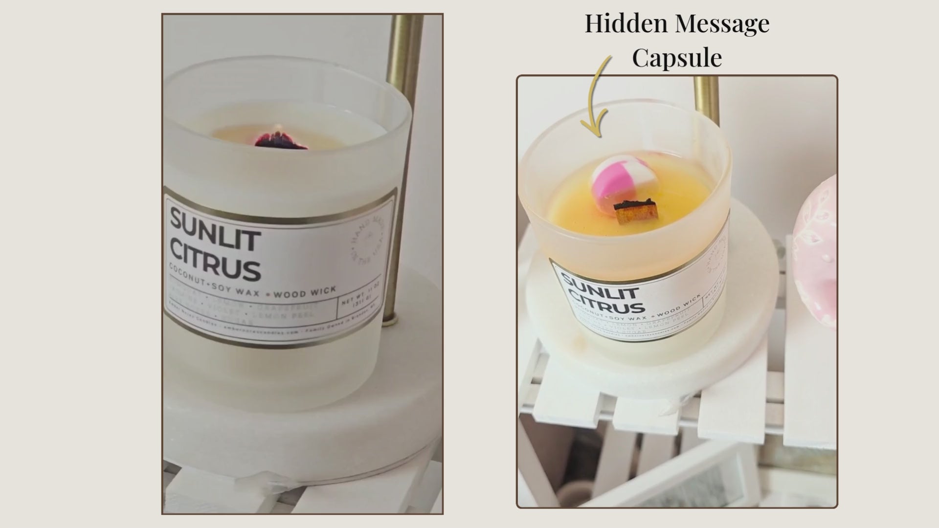 hidden message capsule inside of the ember notes candle